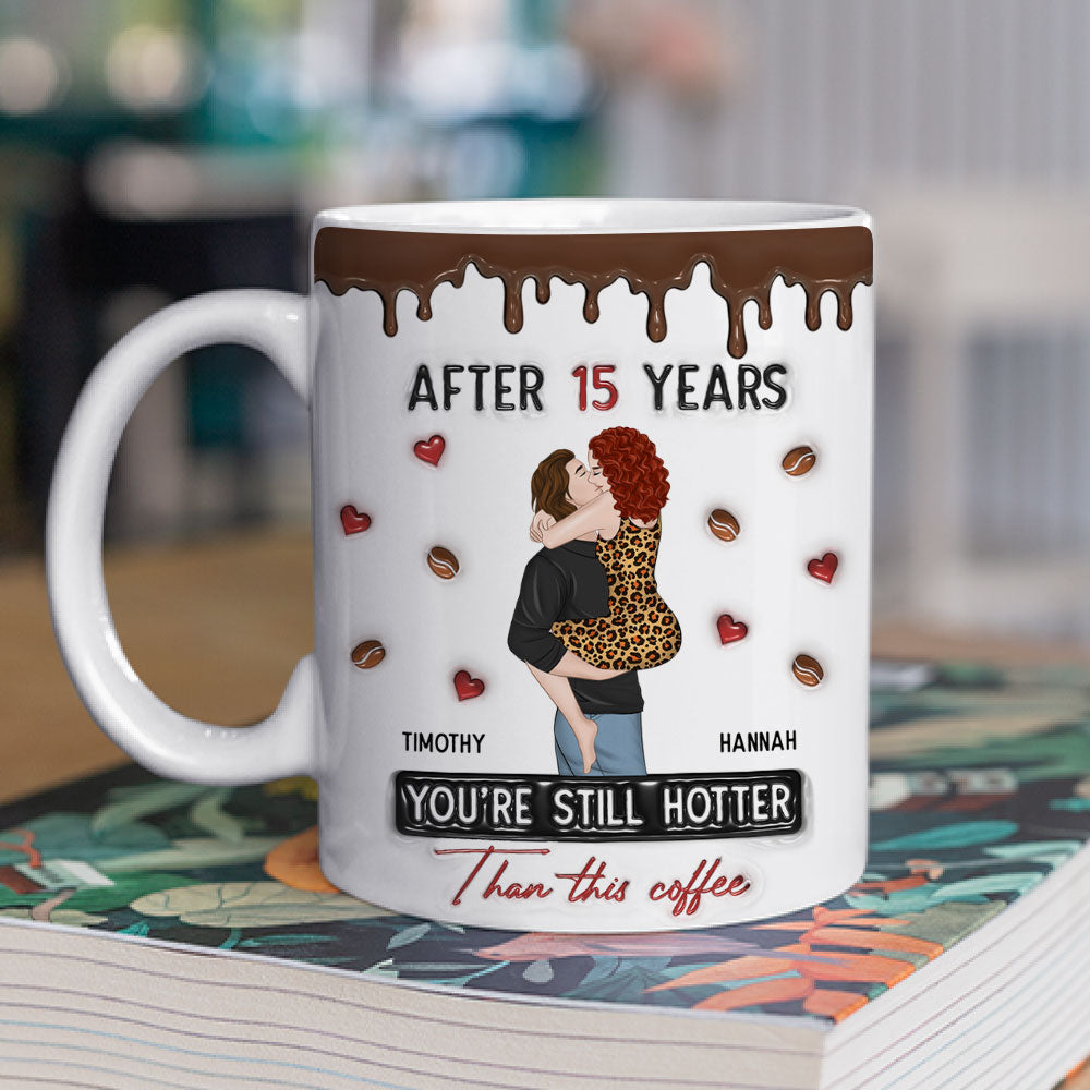Custom Anniversary Keepsake Gifts For Couple • Hotter Than Coffee - Personalized 3D Inflated Effect Mug