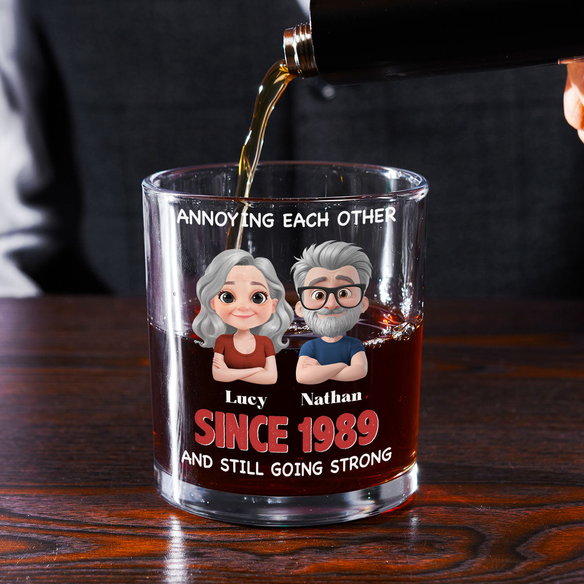Custom Christmas Anniversary Birthday Drinkware Gifts for Husband • With You Forever - Personalized Whiskey Glass