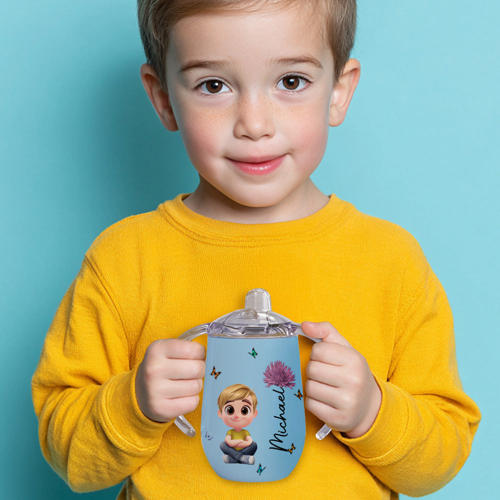 Floral Soul - Personalized Sippy Cup With Handles