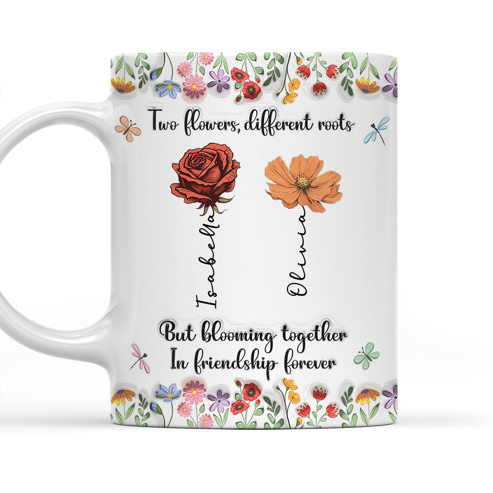 Custom Best Friend, Christmas & Birthday Friendship Keepsake Gift • Friendship Grows Like Wildflowers Do - Personalized 3D Inflated Effect Mug