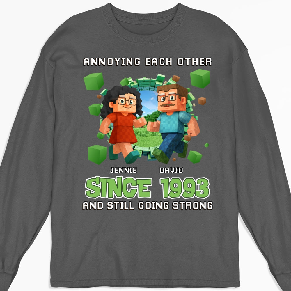 Custom Christmas Anniversary Keepsake Gifts For Husband • Couple Pixel - Personalized Shirt