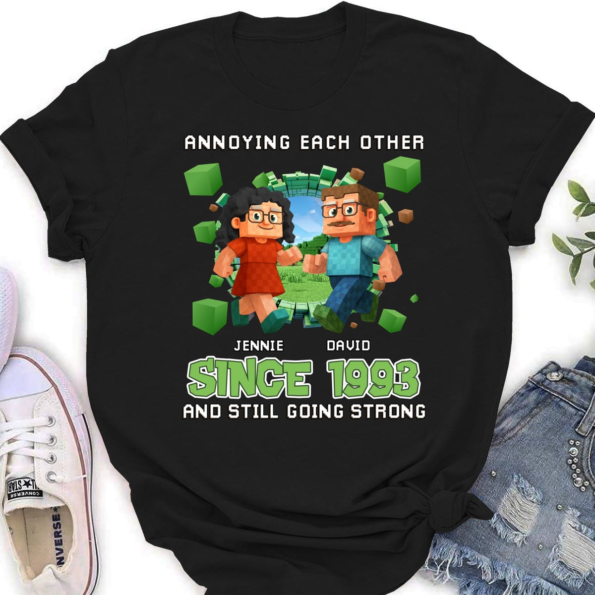 Custom Christmas Anniversary Keepsake Gifts For Husband • Couple Pixel - Personalized Shirt