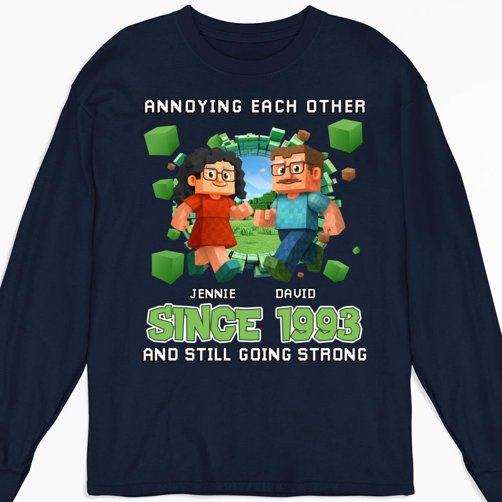 Custom Christmas Anniversary Keepsake Gifts For Husband • Couple Pixel - Personalized Shirt