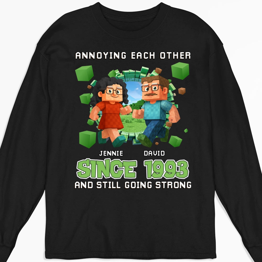 Custom Christmas Anniversary Keepsake Gifts For Husband • Couple Pixel - Personalized Shirt