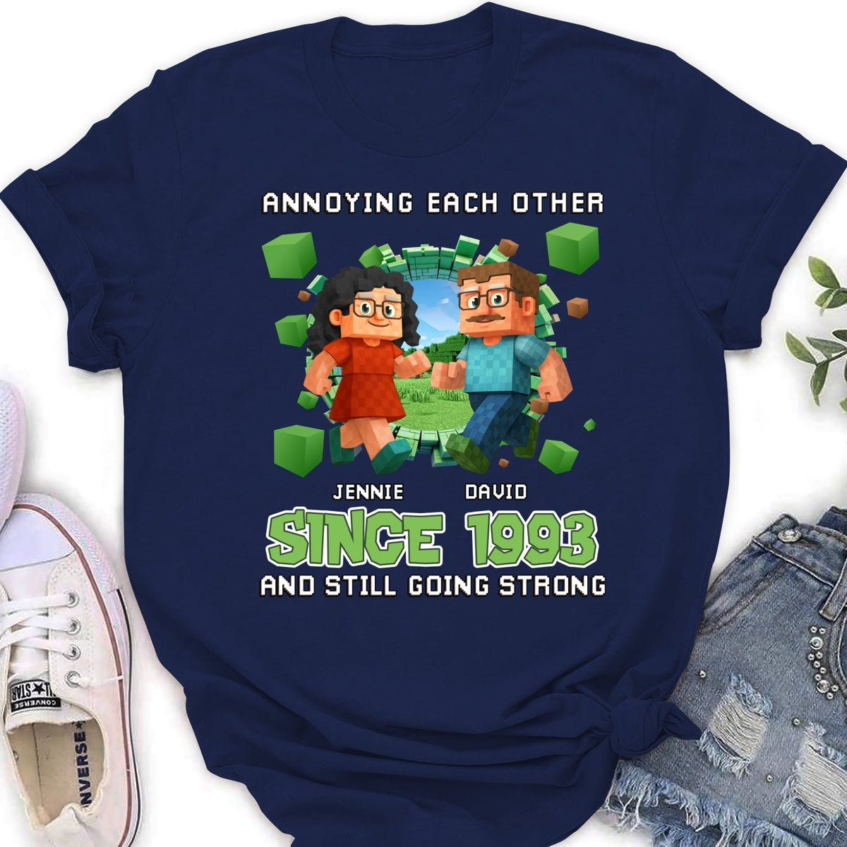 Custom Christmas Anniversary Keepsake Gifts For Husband • Couple Pixel - Personalized Shirt