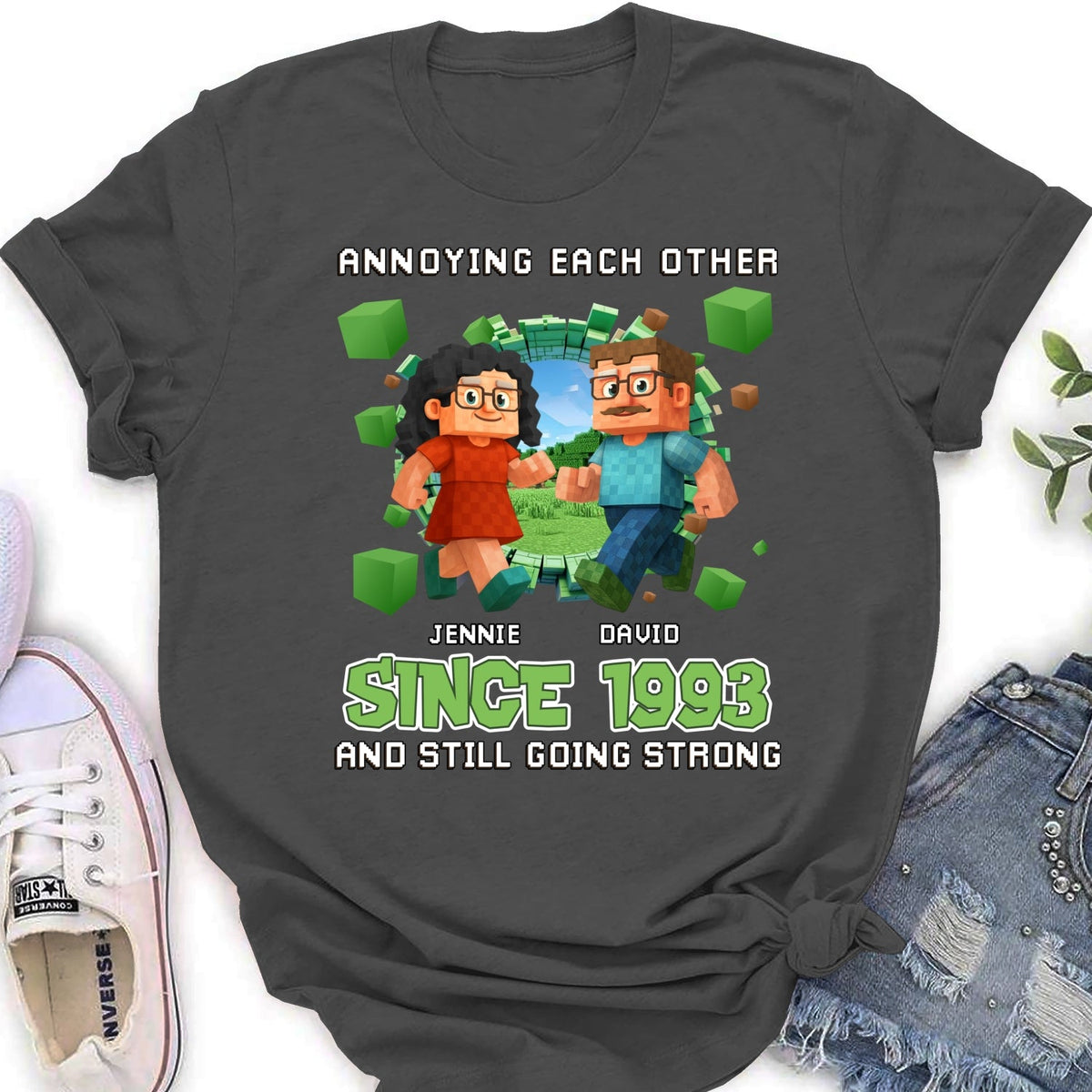 Custom Christmas Anniversary Keepsake Gifts For Husband • Couple Pixel - Personalized Shirt