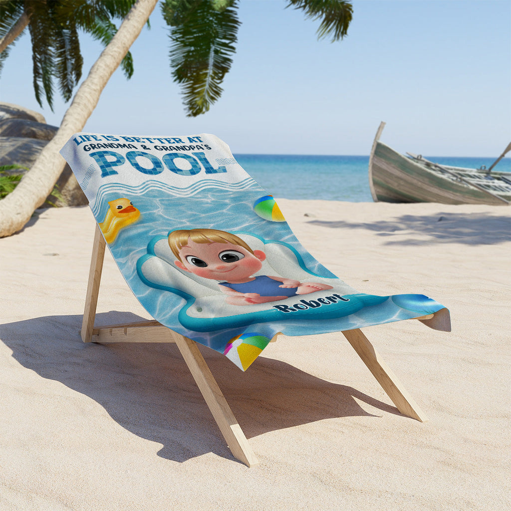 Better At Grandma Pool - Personalized Beach Towel