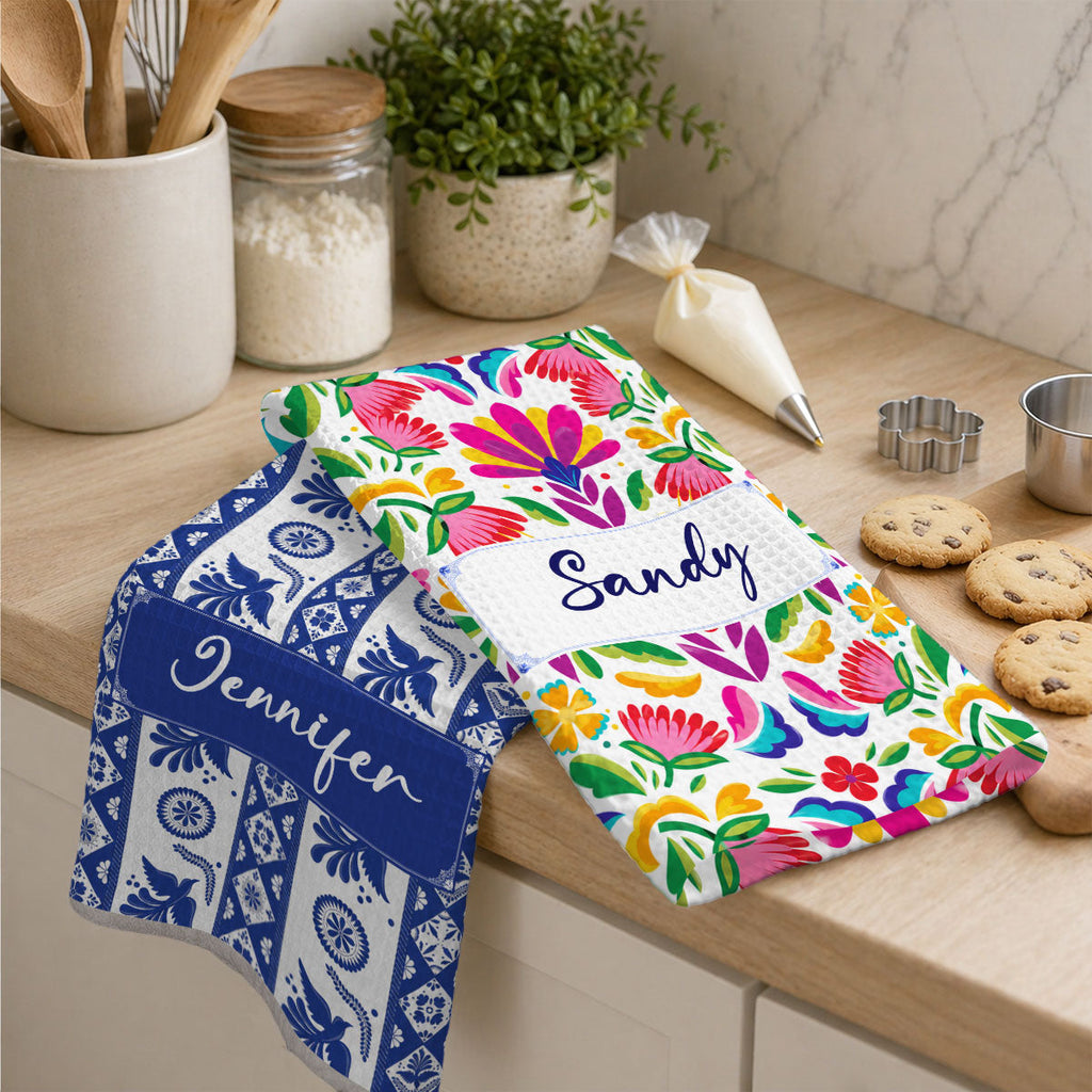 Custom Best Friend Kitchen Towel With Names, Birthday Christmas Gift For Friend Bestie • Love Cooking - Personalized Kitchen Towel