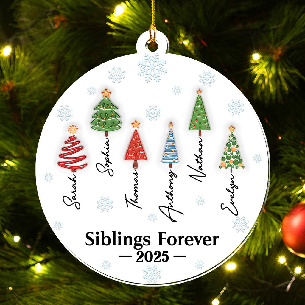 Custom Friendship Christmas Ornament, Best Friend Gift •  Friends Forever Tree Names - Personalized 3D Inflated Effect Acrylic Ornament