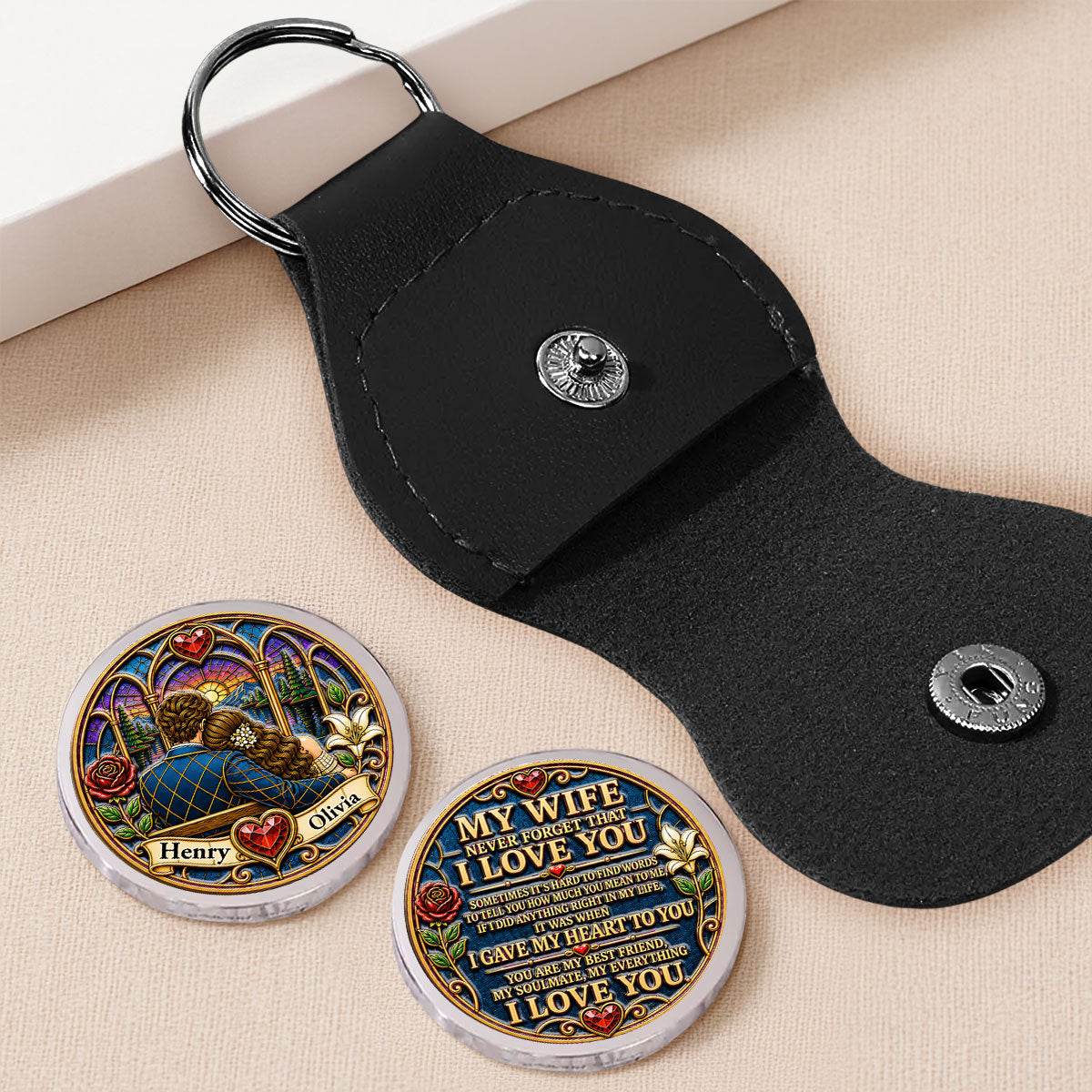 Custom Coin Keychain for Wife, Couple Anniversary Valentine's Day Gifts • My Forever Love - Personalized 3D Printing Pocket Hug