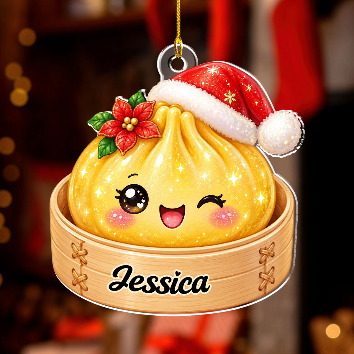 Custom Cute Gift For Kids 2026, Dumpling Squishy Christmas Ornament • Dumplings Colorful - Personalized Acrylic Ornament