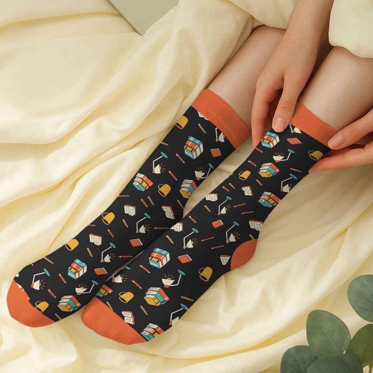 Custom Name Reading Socks, Bookworm Birthday Gift For Her • I Am Booked - Personalized Crew Socks