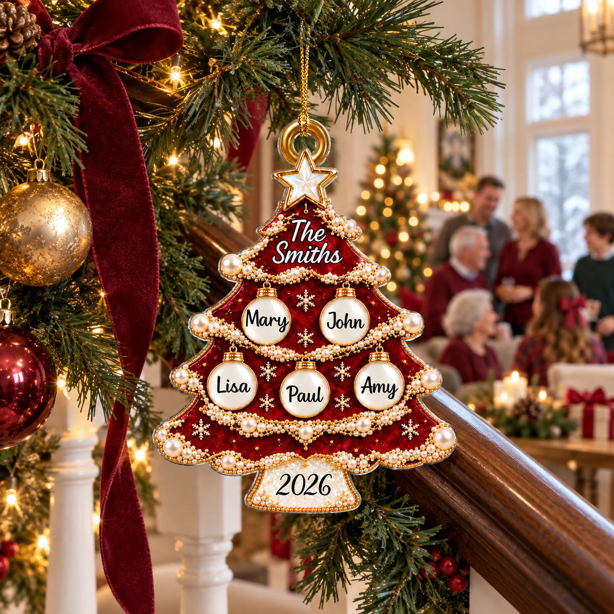 Custom Family Ornament, Christmas Gift for Family Members •  Christmas Tree of Love - Personalized Acrylic Ornament