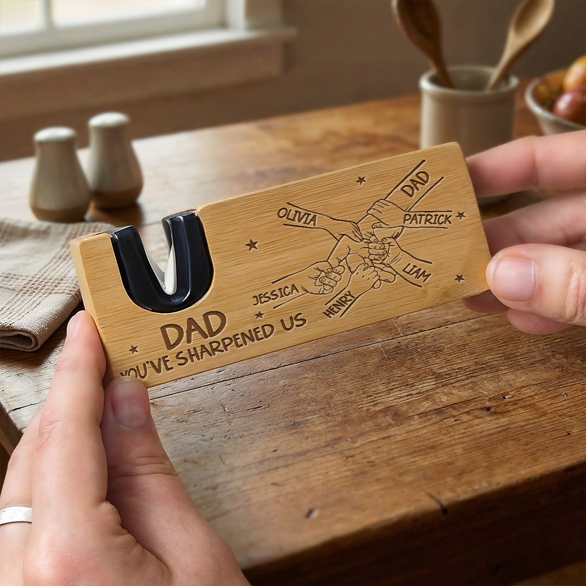 Dad Sharpened Us - Personalized Engraved Opener Sharpener Stowel