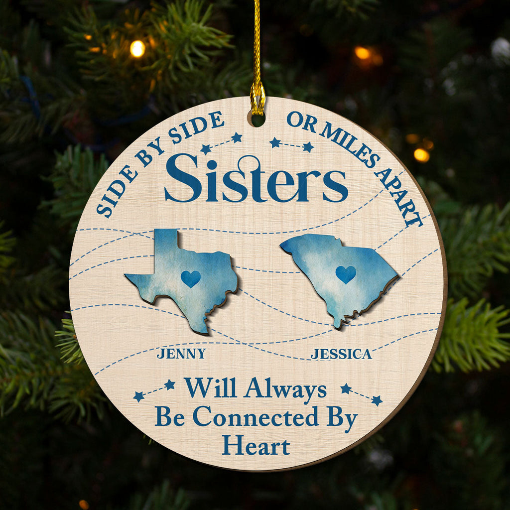 Custom Keepsake Christmas Ornament •  Connected By Heart - Personalized Freeshape 2-Layered Wood Ornament