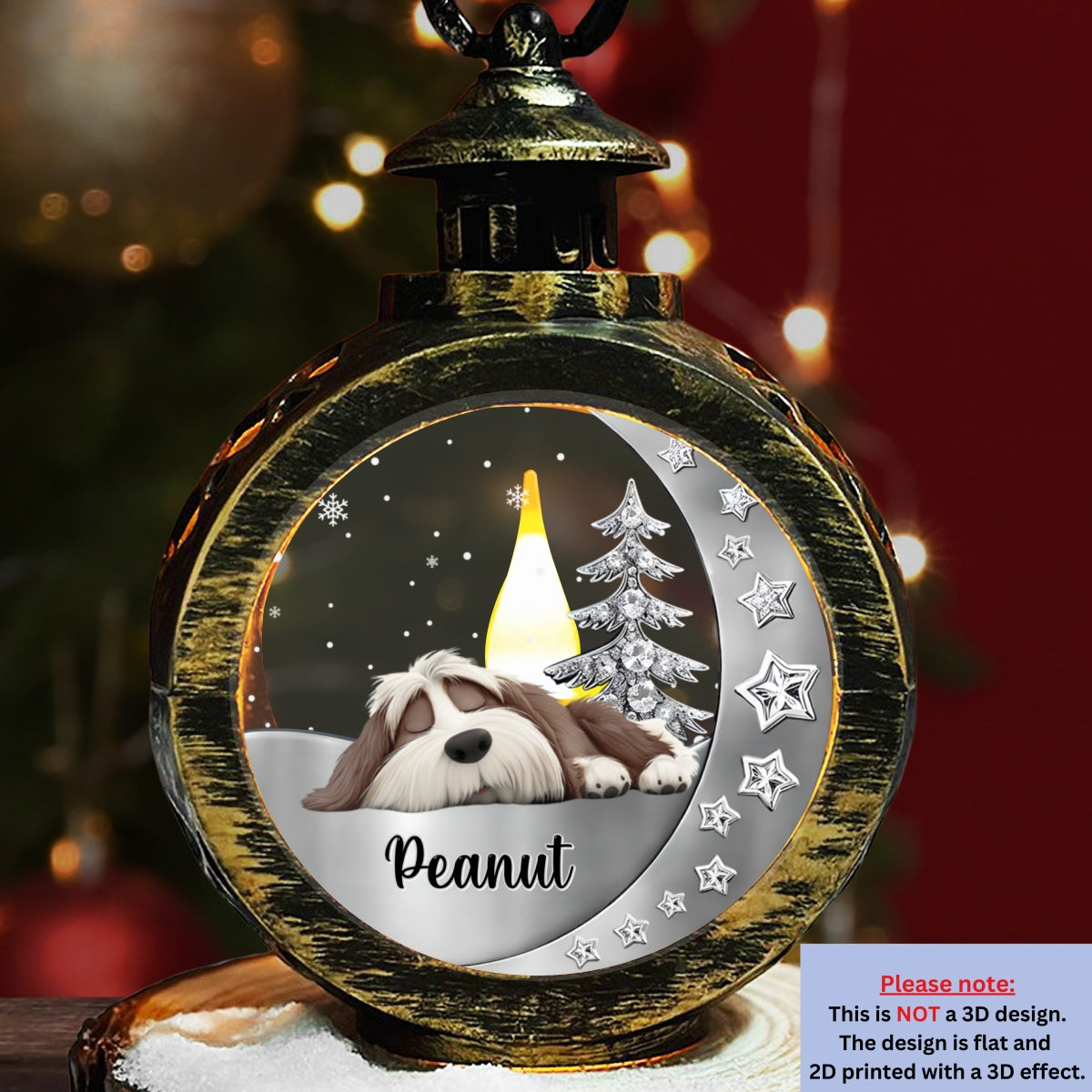 Custom Pet Memorial Christmas Night Light, Remembrance Gifts • Beside My Babies - Personalized 3D Effect Christmas Lantern
