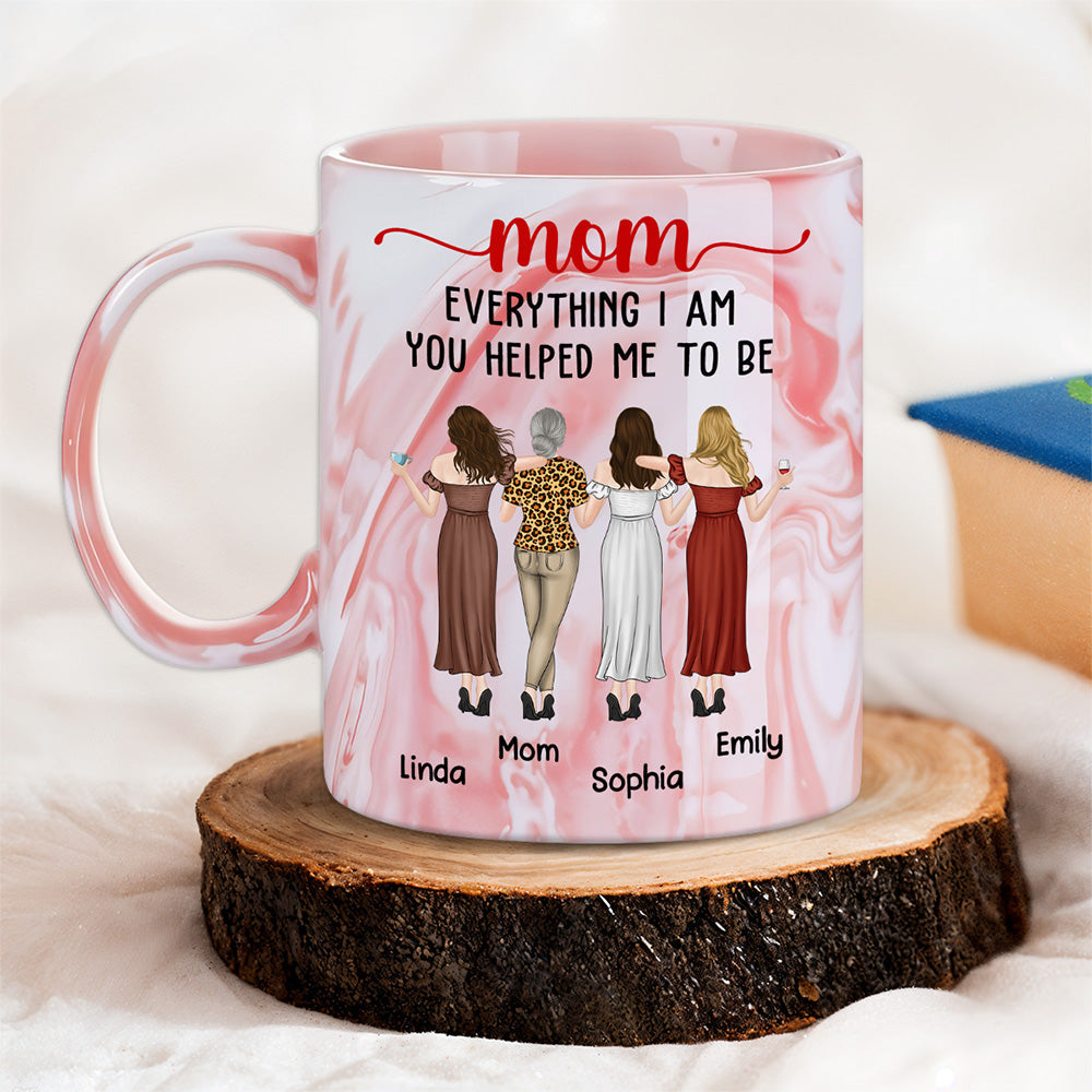 Custom Mother's Day Gift for Mom & Grandma • Everything I Am - Personalized Pink Marble Mug