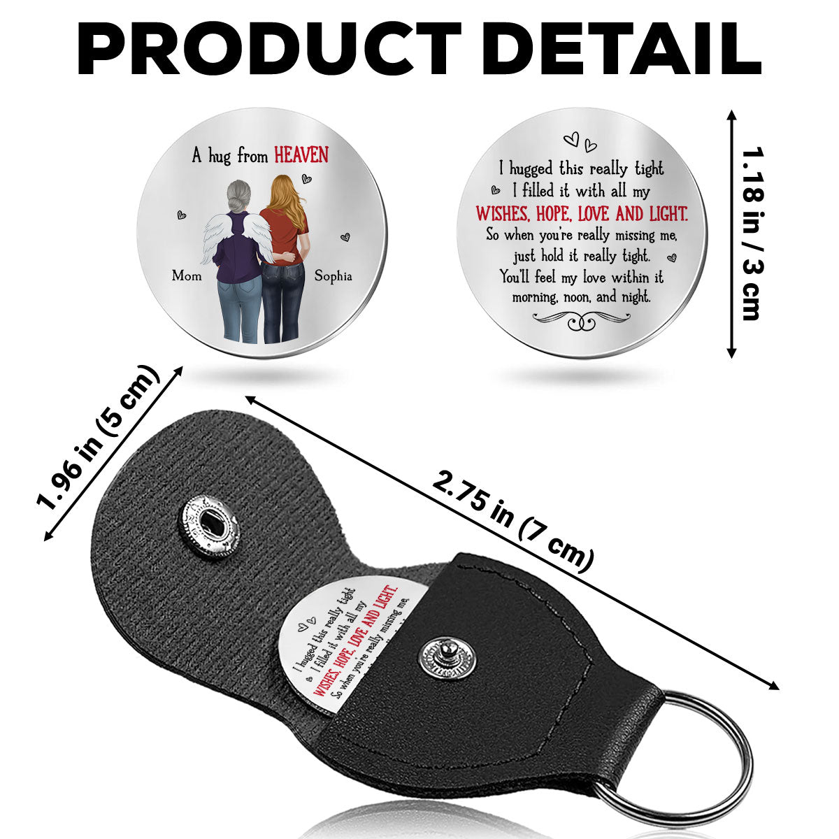 Custom Memorial Coin Keychain, Sympathy Keepsake • I Hug This Really Tight - Personalized Pocket Hug