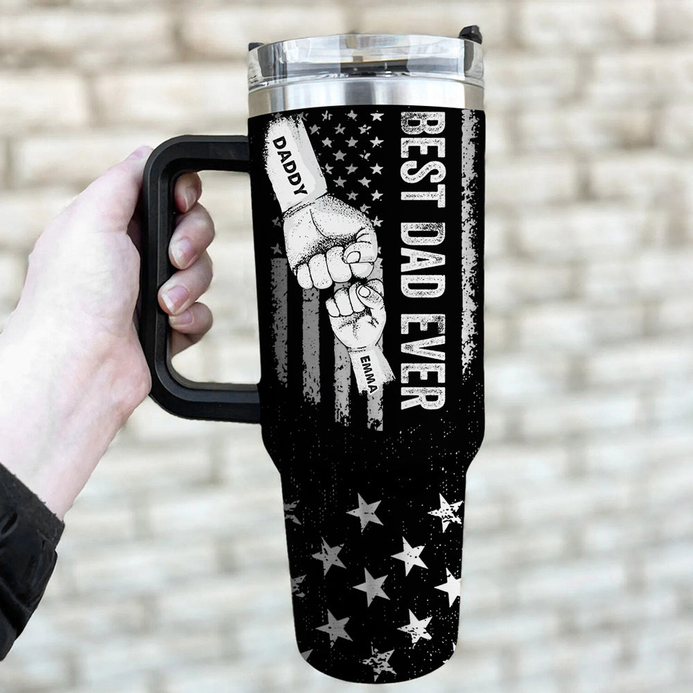 Custom Father's Day Birthday Gifts For Dad • Best Dad - Personalized Engraved 40oz Tumbler With Handle