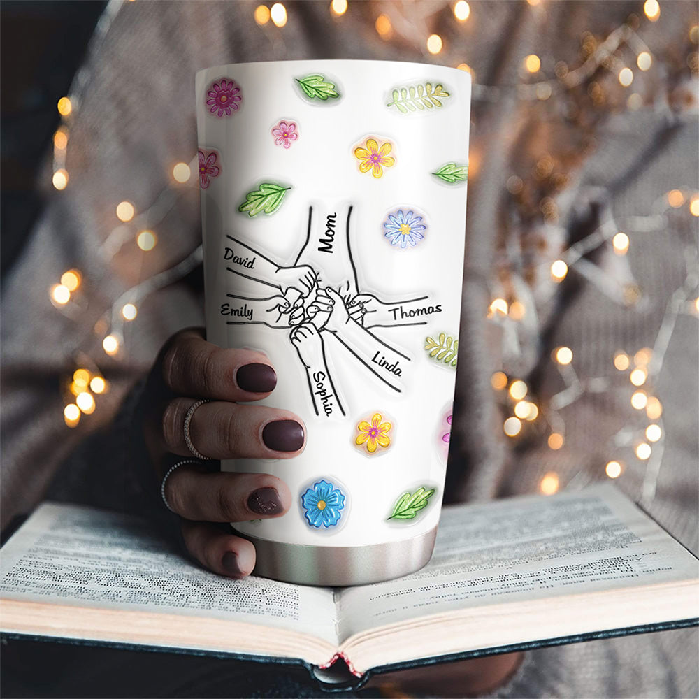 Custom Mother's Day Birthday Gifts For Mom • Holding Hands Forever - Personalized 3D Inflated Effect Tumbler