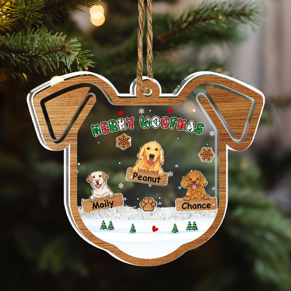 Custom Keepsake Christmas Ornament •  Merry Woofmas Ver 2 - Personalized Acrylic Shaker Ornament