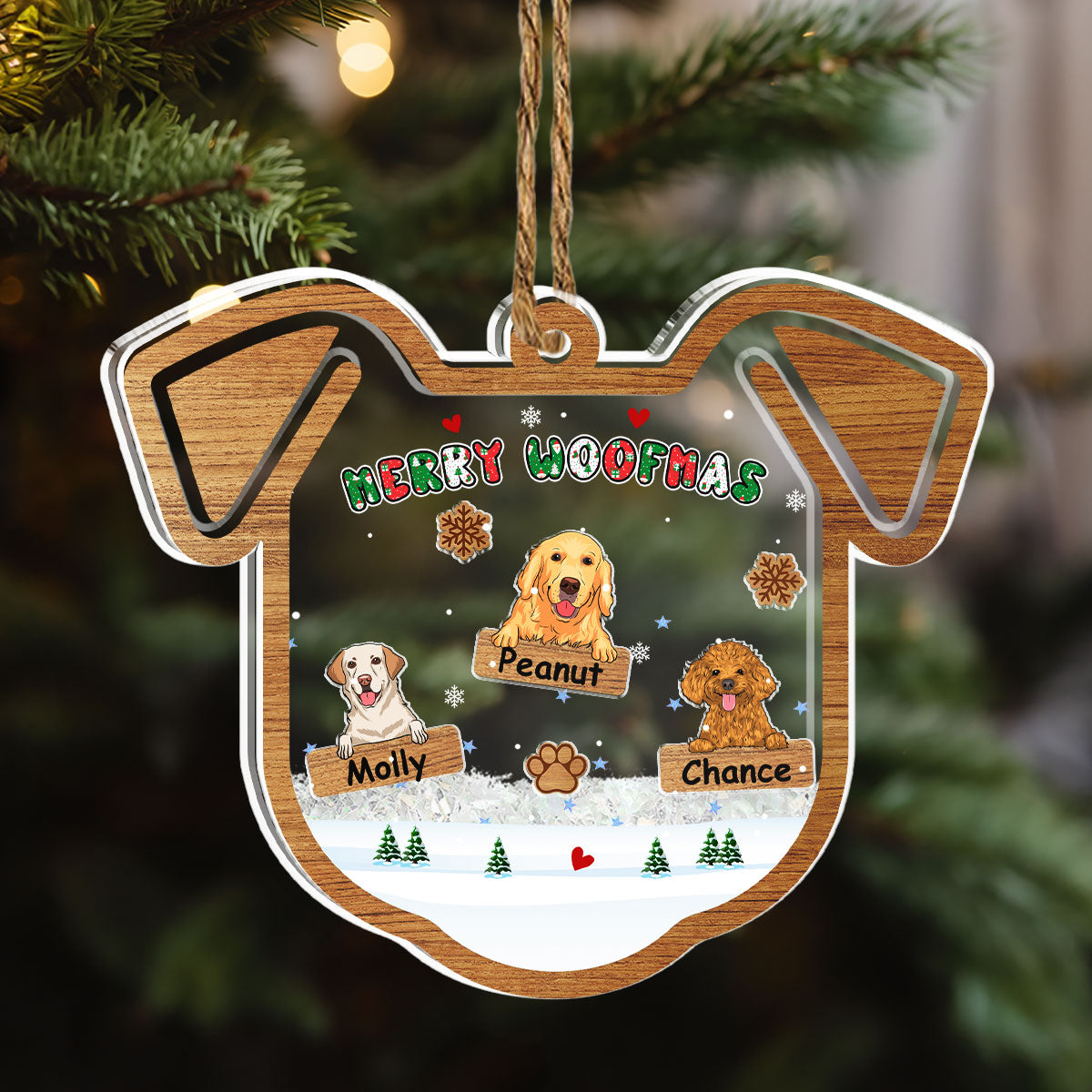 Custom Keepsake Christmas Ornament •  Merry Woofmas Ver 2 - Personalized Acrylic Shaker Ornament