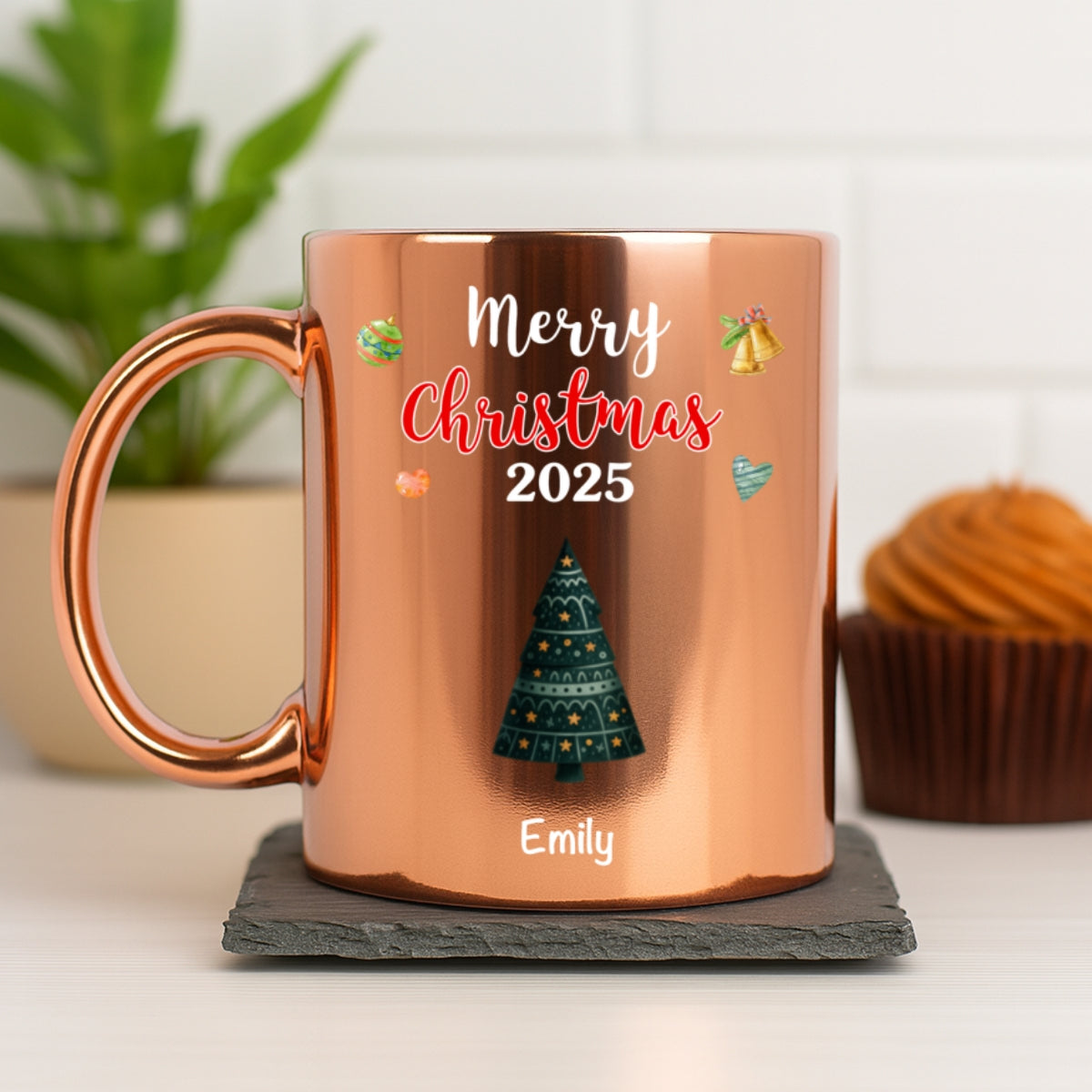 Custom Best Friend, Christmas & Birthday Friendship Keepsake Gift • Merry Christmas 2025 - Personalized Metallic Mug