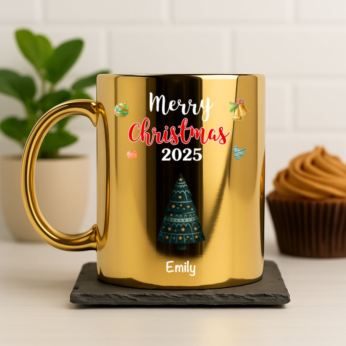 Custom Best Friend, Christmas & Birthday Friendship Keepsake Gift • Merry Christmas 2025 - Personalized Metallic Mug