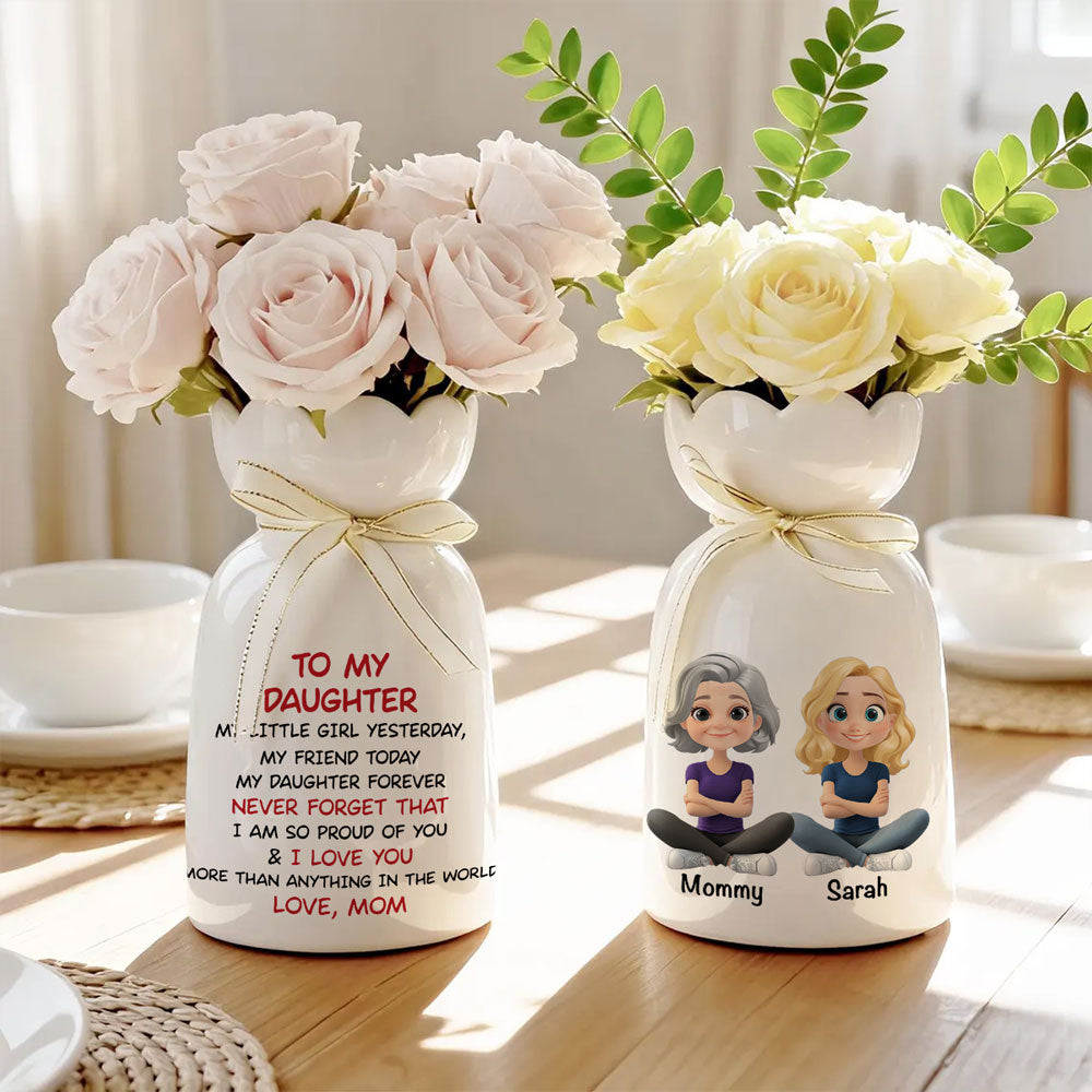 My Daughter Forever - Personalized Ribbon Tie Flower Vase