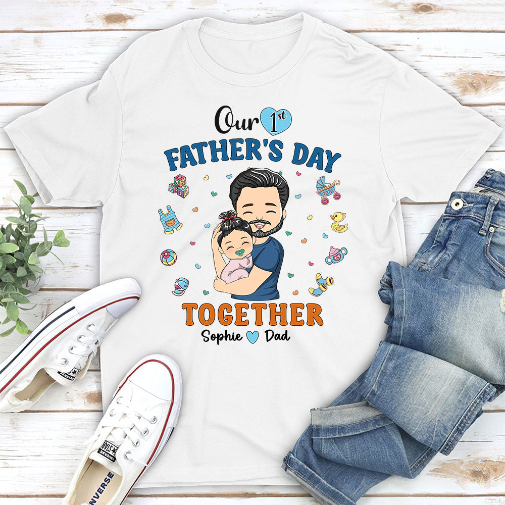 Custom First Father's Day, Christmas Gift for New Dad • 1st Fathers Day Together - Personalized Shirt
