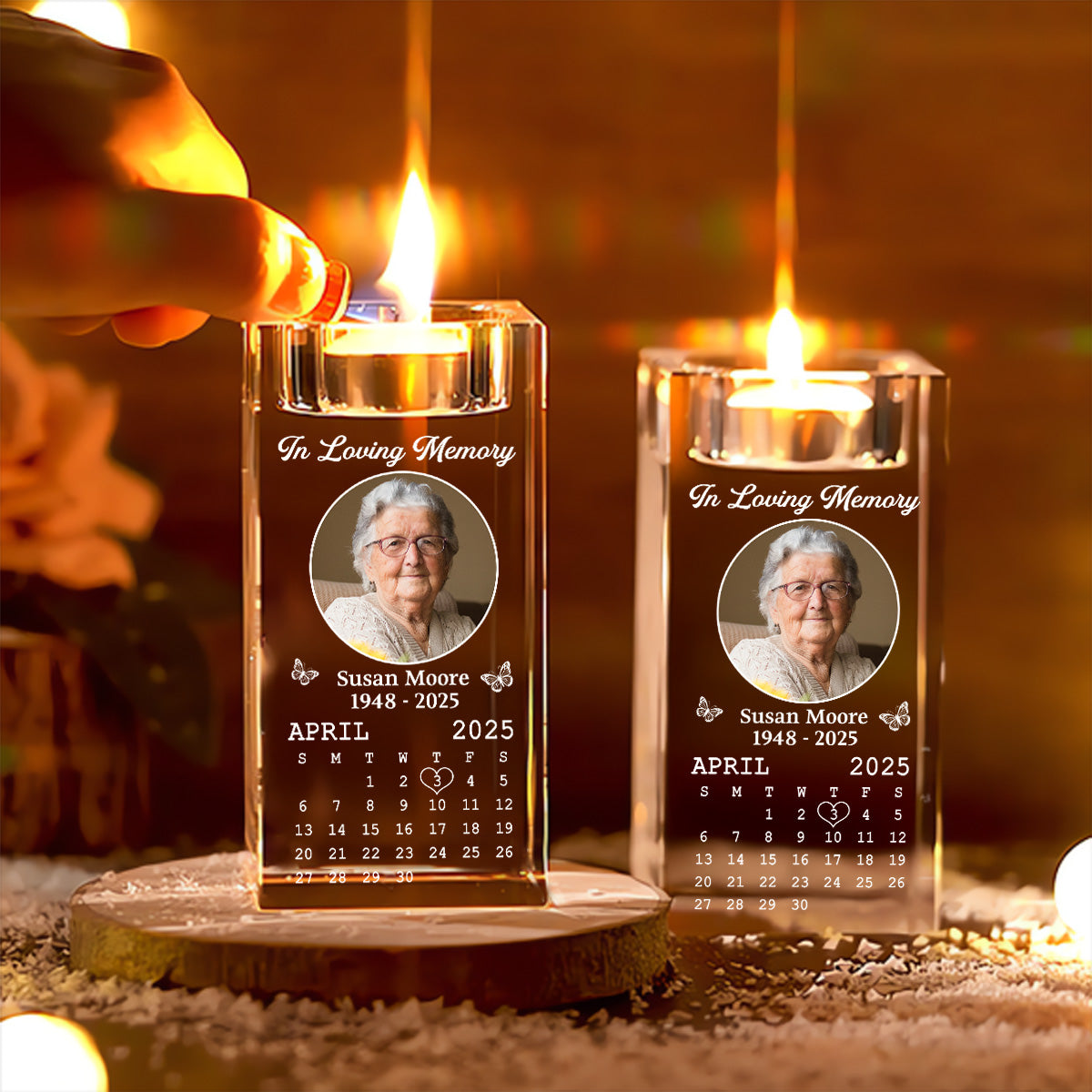 In My Memory - Personalized Crystal Candle Holder