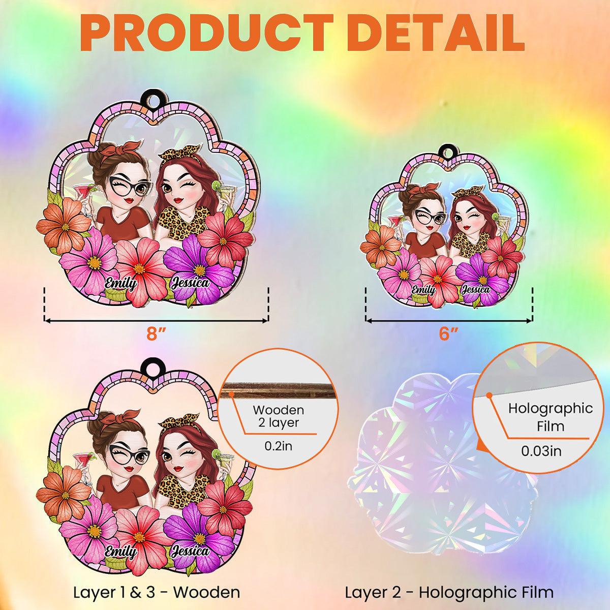 Custom Best Friend Hanging Decor, Friendship Birthday Gifts • Friend Like Flowers - Personalized Rainbow Suncatcher