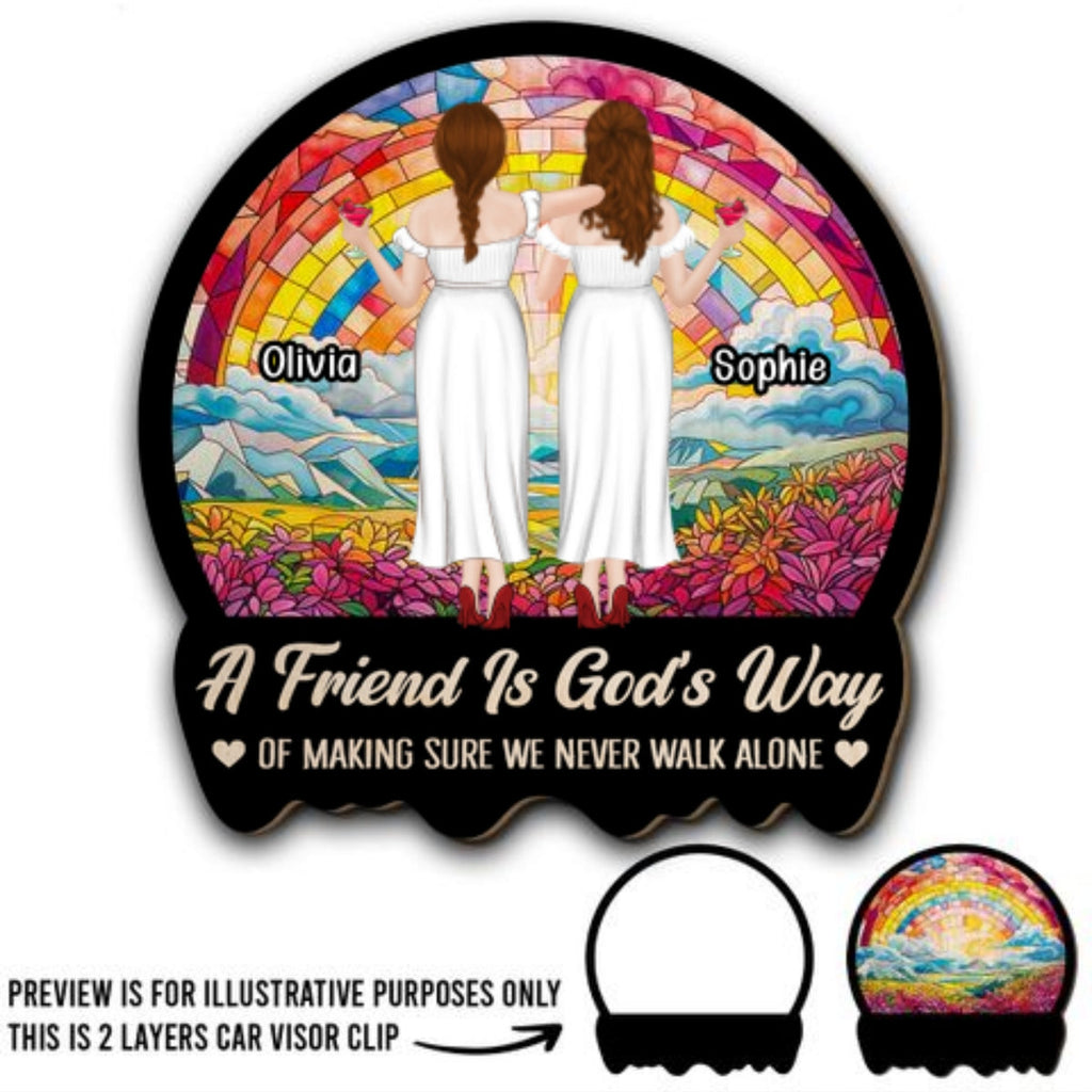 Never Walk Alone Besties - Personalized Car Visor Clip
