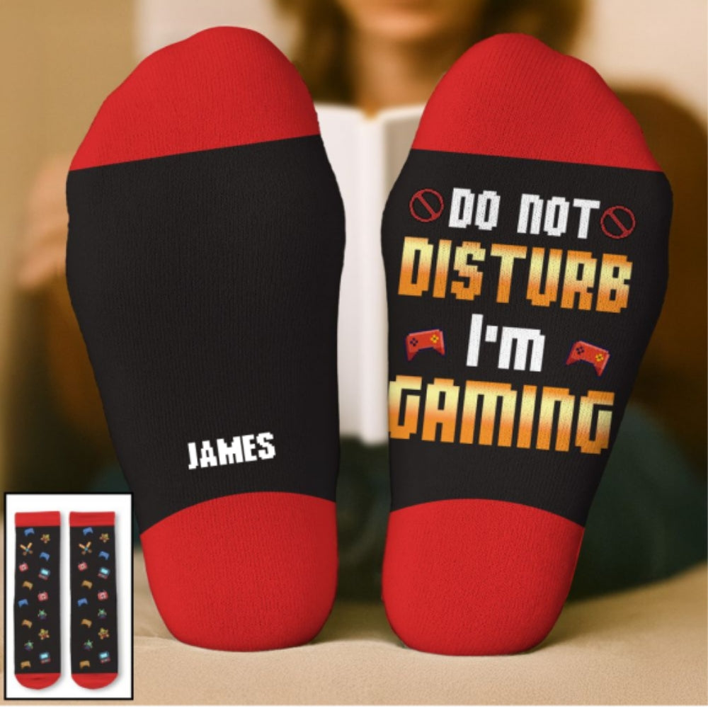 Custom Christmas Footwear, Birthday Gift For Son, Daughter • Do Not Disturb - Personalized Crew Socks