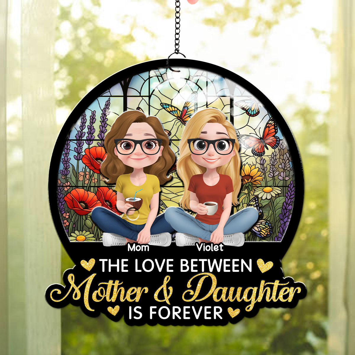 Custom Hanging Decor for Daughter Mom, Mother's Day Gifts • The Love By Heart - Personalized Suncatcher