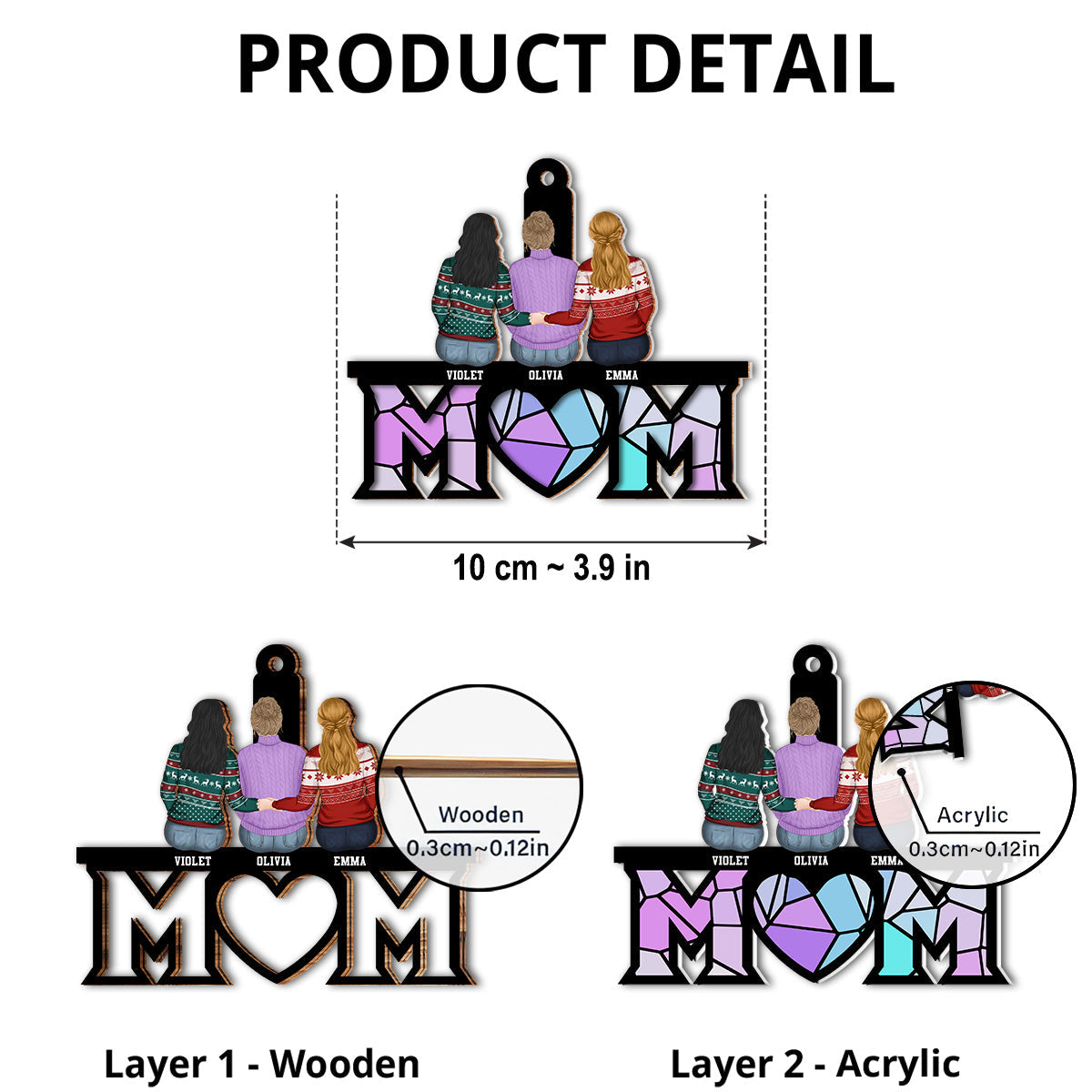 Custom Family Ornament, Christmas Gift for Family Members •  Mother And Daughter Bond - Personalized Suncatcher Ornament