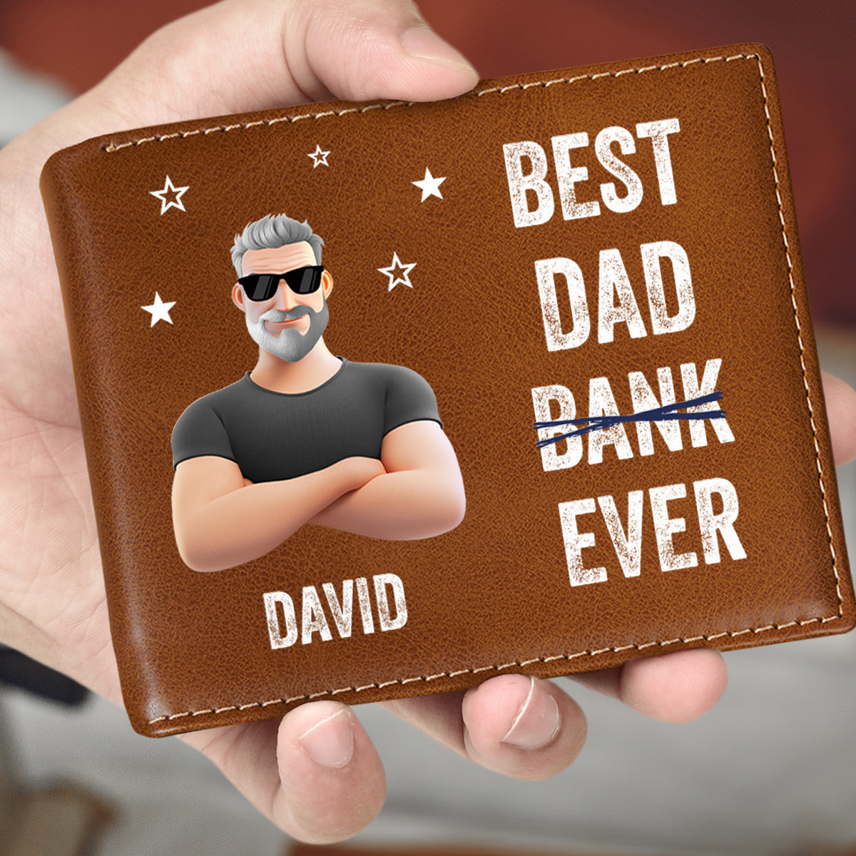 Best Dad Ever - Personalized Printed Men Leather Wallet