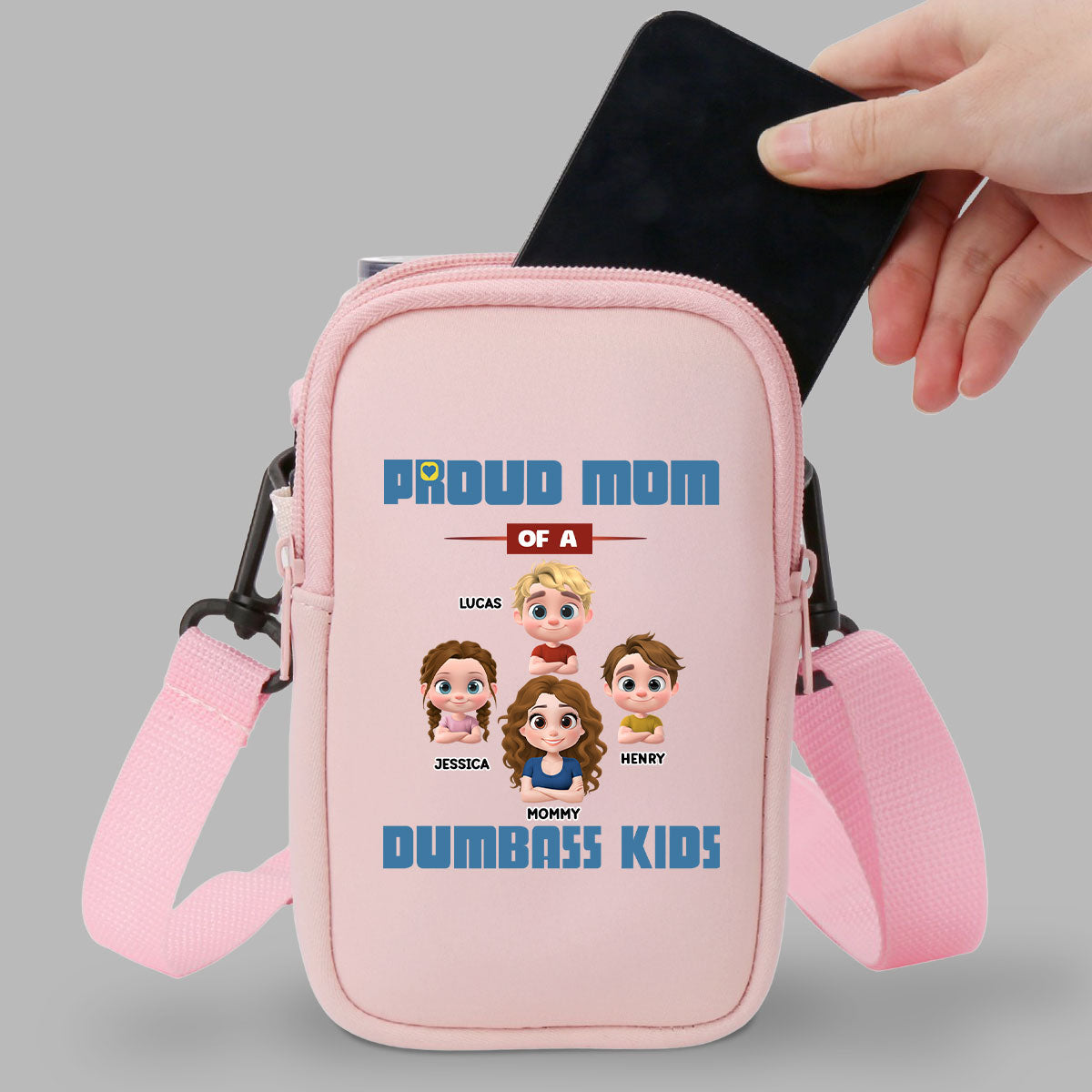 Proud Mom - Personalized Water Bottle Carrier Bag