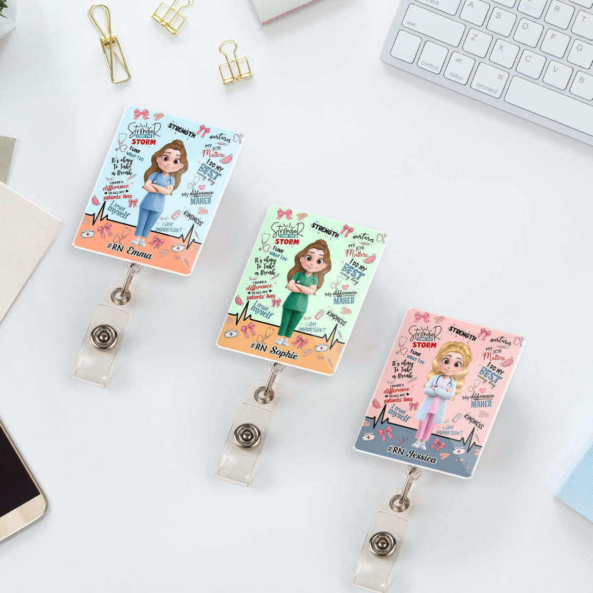 Custom Nurse ID Holder, Christmas Birthday Gifts for Healthcare Workers • Nurse Doctor Daily Affirmations - Personalized Acrylic Badge Reel