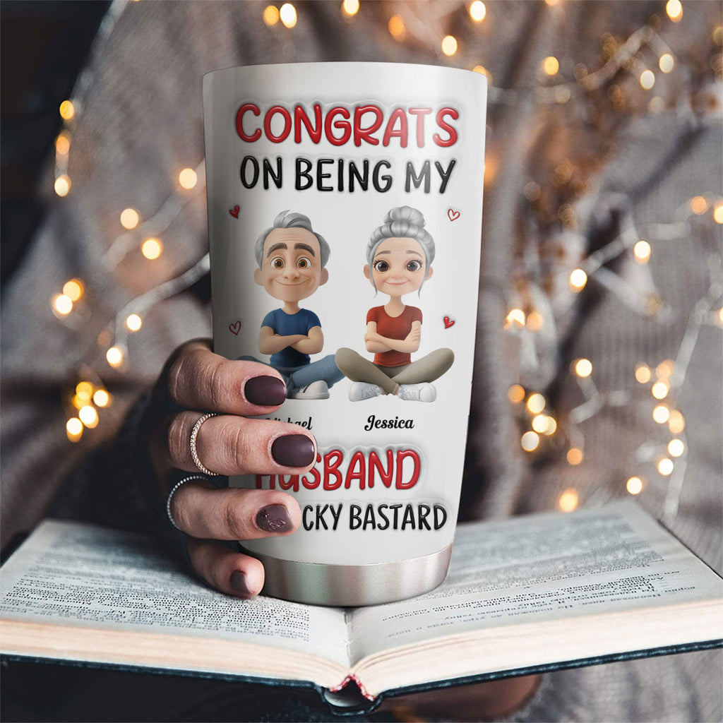 Custom Christmas Anniversary Gifts For Husband • Congrats My Husband - Personalized 3D Inflated Effect Tumbler