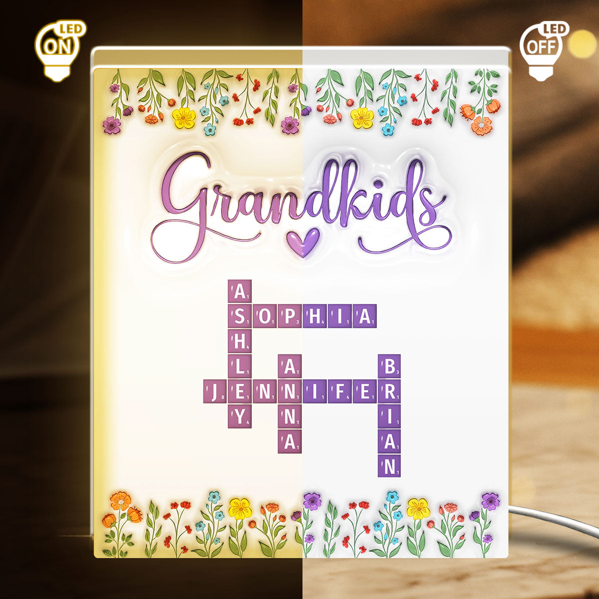 Love My Grandkids Crossword - Personalized Light Box