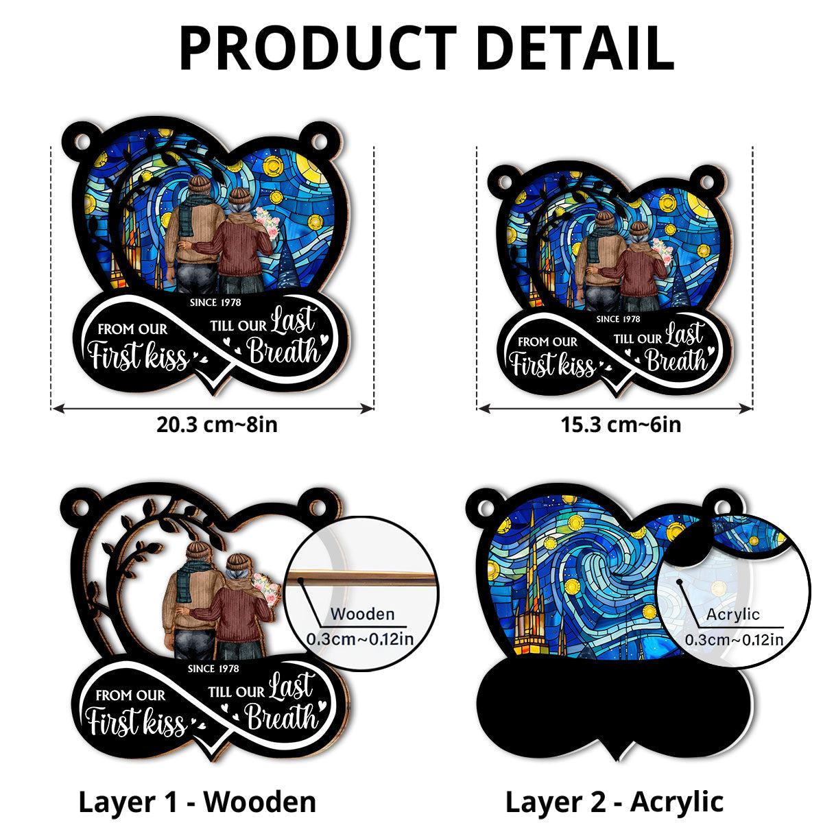 Custom Couple Hanging Decor, Anniversary Valentine's Day Gifts • Our First Kiss - Personalized Suncatcher