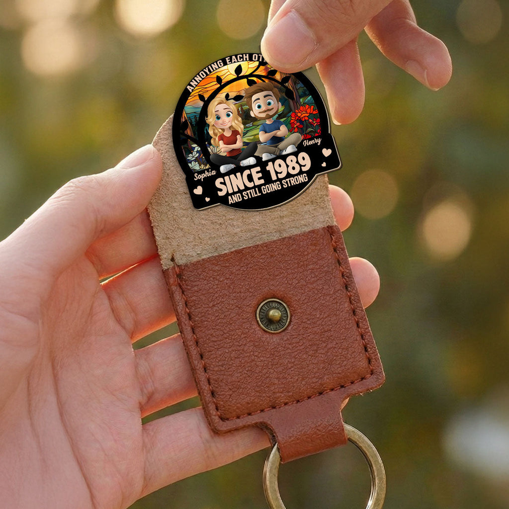 Custom Coin Keychain for Husband, Couple Anniversary Valentine's Day Gifts • To The End Of Us - Personalized Wooden Pocket Hug