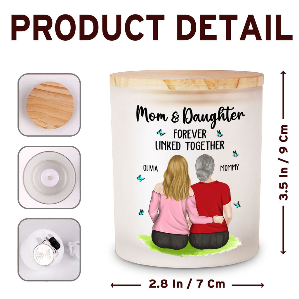 Mom And Children Forever Linked Together - Personalized Glass Jar With LED Candle