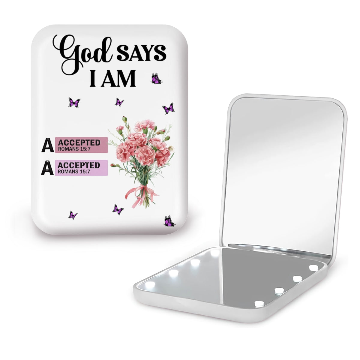 God Says I Am - Personalized LED Pocket Mirror