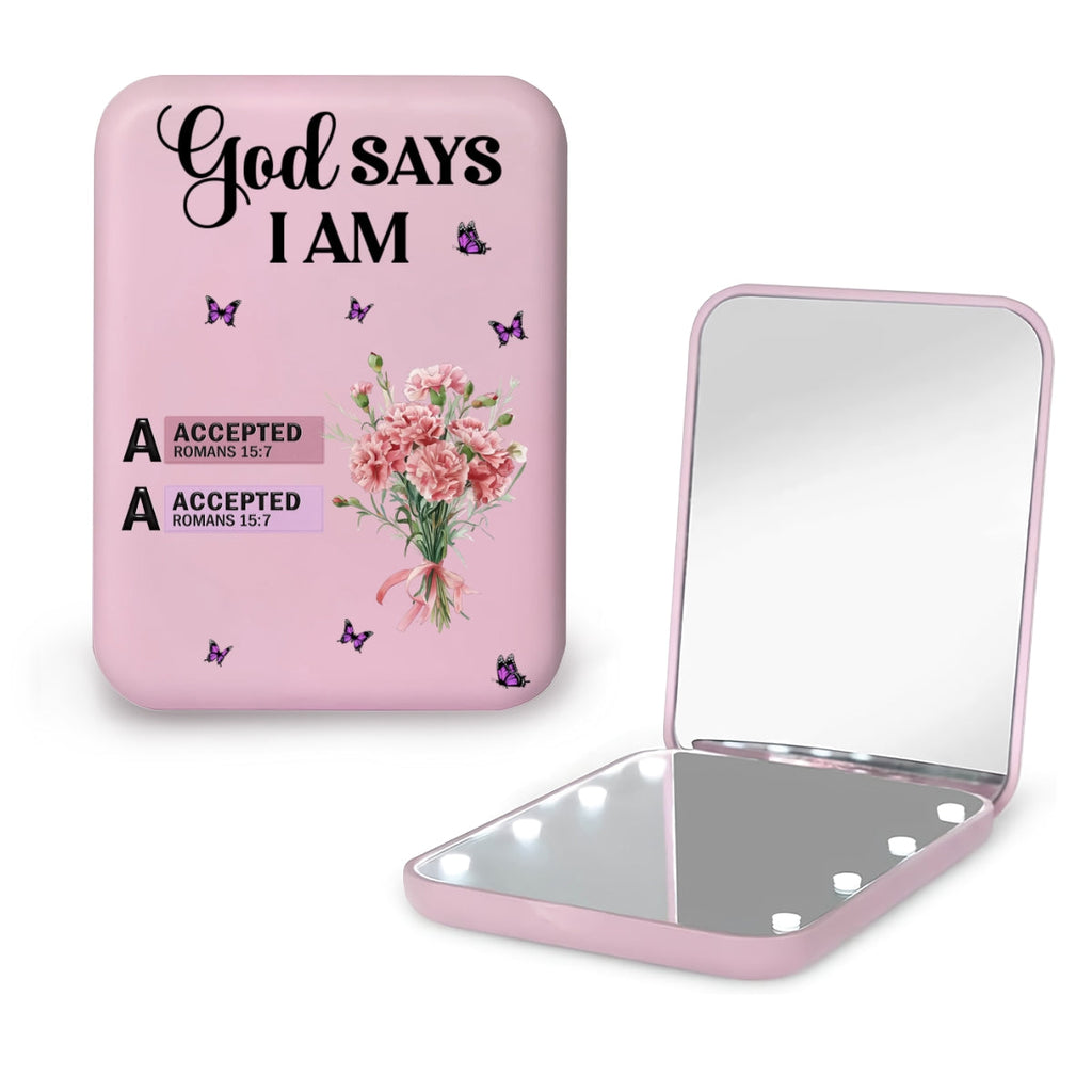 God Says I Am - Personalized LED Pocket Mirror