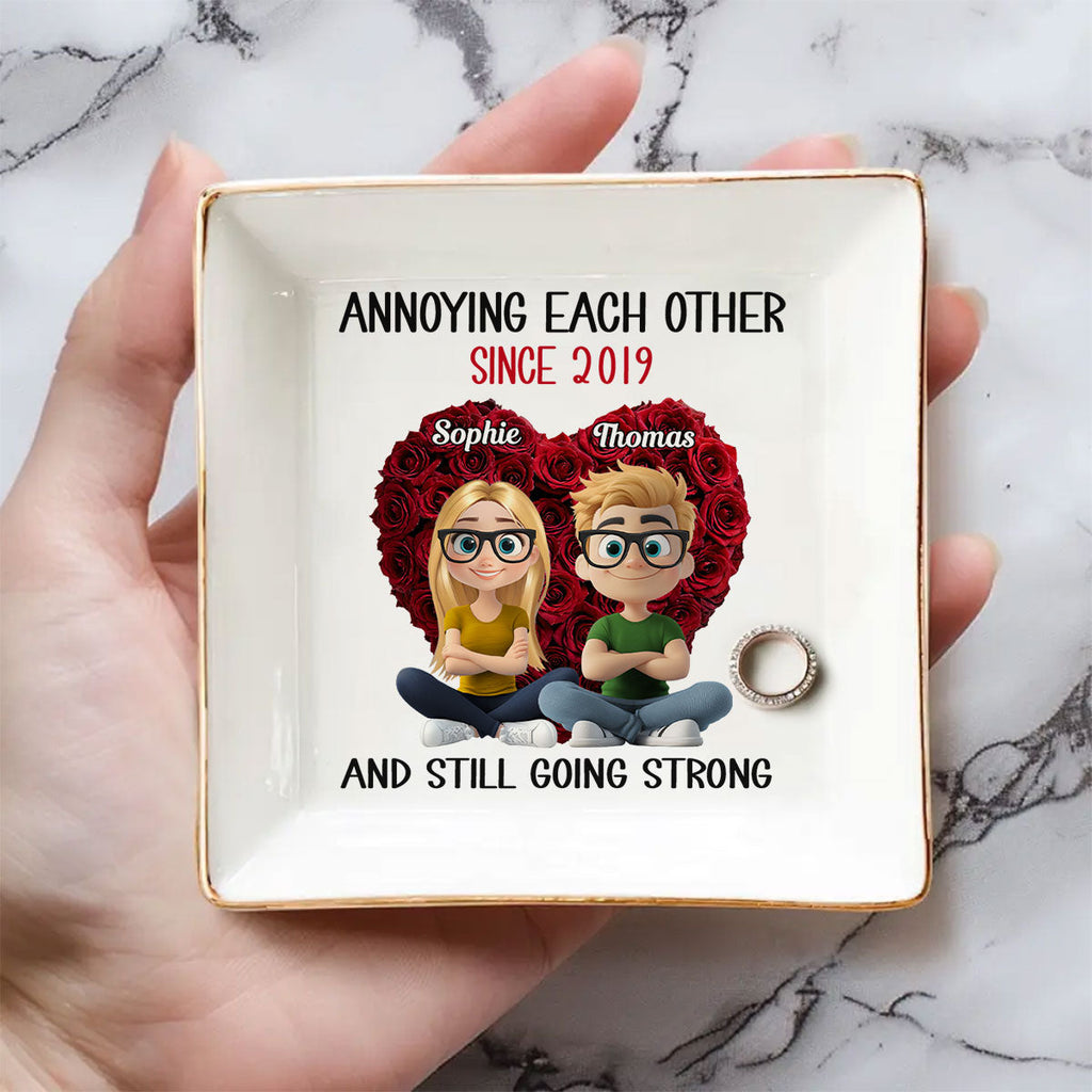 Custom Wife Trinket Dish, Romantic Birthday Anniversary Gift • Annoying Each Other - Personalized Jewelry Dish