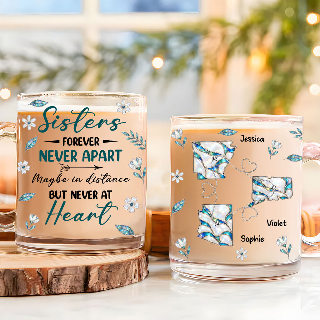 Custom Christmas & Birthday Gift for Brother & Sister • Side By Side Or Miles Apart - Personalized Glass Mug