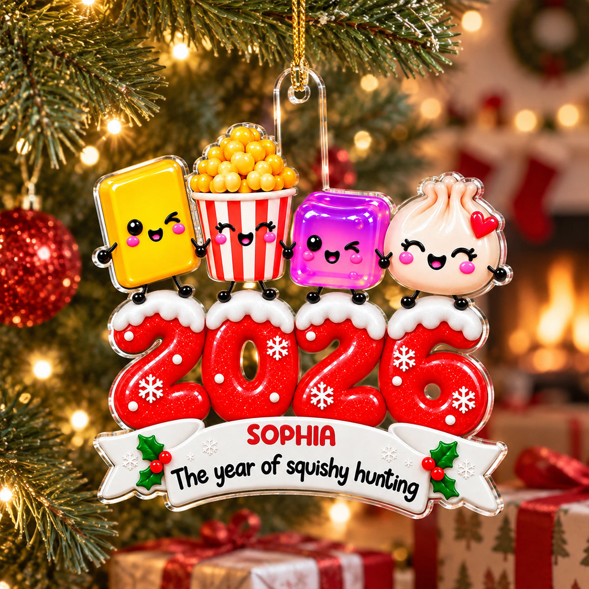 Custom Family Ornament, Christmas Gift for Family Members •  So Many Squishies This Year - Personalized Acrylic Ornament
