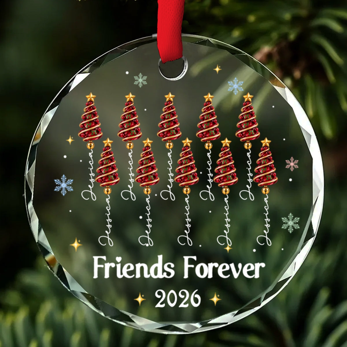 Custom Sister Christmas Ornament •  Best Sisters Forever - Personalized Glass Ornament